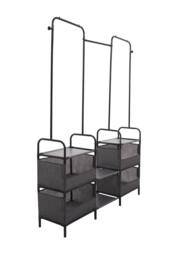 Living and Home Freestanding Clothes Metal Garment Rack Organizer Closet Rack With 4 Basket in Black - thumbnail 4