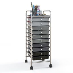 Costway 10 Drawers Storage Trolley Mobile Rolling Utility Cart Home Office Organizer in Grey - thumbnail 1