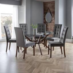 Cheshire Devonshire Elegant Velvet Dining Chairs - Set of 2 in Grey - thumbnail 4