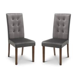 Cheshire Devonshire Elegant Velvet Dining Chairs - Set of 2 in Grey - thumbnail 1