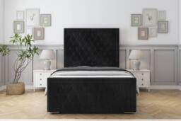 "Comfort Beds Hilton Naples Bed Frame With Mattress-50"" Upholstered in Black - Size: Double" - thumbnail 2