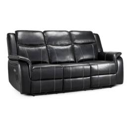 Furnishings For Less UK Orlando Black Leather 3 Piece Electric Reclining Sofas 3 + 1 + 1 - thumbnail 2