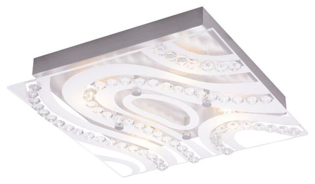 Happy Homewares Modern LED Bathroom Light with Clear/Frosted Glass Plate in Metallic Silver