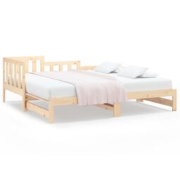 Berkfield Home Pull-out Day Bed 2x(90x190) cm Solid Wood Pine in Brown - thumbnail 2