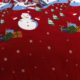 Velosso Santa & Friends Cotton Rich Printed Duvet Cover & Pillowcase Set in Red - Size: King - thumbnail 3