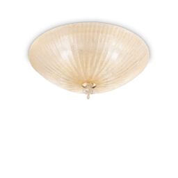 Netlighting Shell 4 Light Indoor Flush Wall Ceiling Light Gold with Amber Glass E27