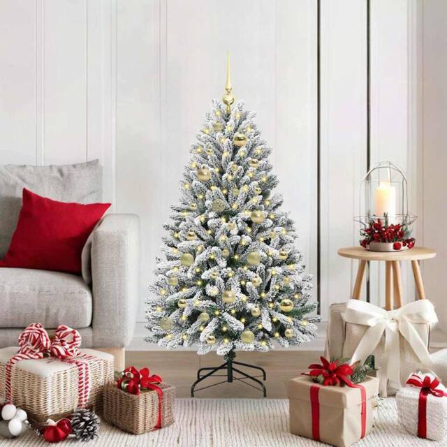 Berkfield Home Artificial Christmas Tree Green & White 120 cm PVC & Metal - image 1
