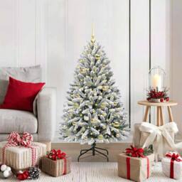 Berkfield Home Artificial Christmas Tree Green & White 120 cm PVC & Metal - thumbnail 1
