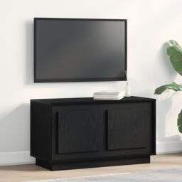 Berkfield Home TV Cabinet Black Oak 80x35x45 cm Engineered Wood - Size: 80 x 35 x 45 cm - thumbnail 1
