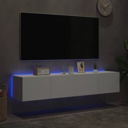 Berkfield Home TV Wall Cabinets with LED Lights 2 pcs White 80x35x31 cm - Size: 80 x 35 x 31 cm - thumbnail 3