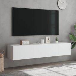 Berkfield Home TV Wall Cabinets with LED Lights 2 pcs White 80x35x31 cm - Size: 80 x 35 x 31 cm - thumbnail 4