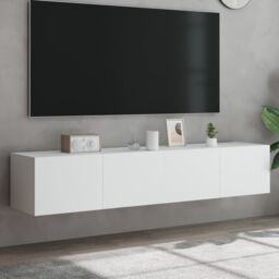 Berkfield Home TV Wall Cabinets with LED Lights 2 pcs White 80x35x31 cm - Size: 80 x 35 x 31 cm - thumbnail 1