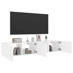 Berkfield Home TV Wall Cabinets with LED Lights 2 pcs White 80x35x31 cm - Size: 80 x 35 x 31 cm - thumbnail 6