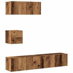 Berkfield Home 4 Piece TV Cabinet Set Wall-mounted Old Wood Engineered Wood - thumbnail 2