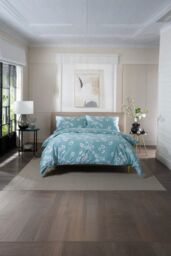 The Lyndon Company Petite Fleure Printed 100% Cotton Duvet Cover Set with Piped Edges in Duck Egg Blue - Size: Double - thumbnail 1