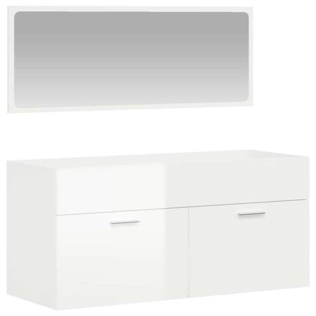 Berkfield Home Bathroom Cabinet with Mirror High Gloss White Engineered Wood - image 1