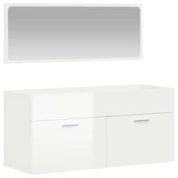 Berkfield Home Bathroom Cabinet with Mirror High Gloss White Engineered Wood - thumbnail 1
