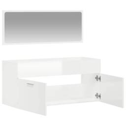 Berkfield Home Bathroom Cabinet with Mirror High Gloss White Engineered Wood - thumbnail 4