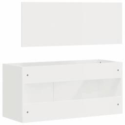 Berkfield Home Bathroom Cabinet with Mirror High Gloss White Engineered Wood - thumbnail 7