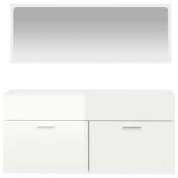 Berkfield Home Bathroom Cabinet with Mirror High Gloss White Engineered Wood - thumbnail 5