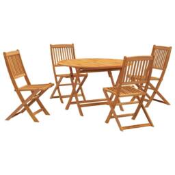 Berkfield Home 5 Pieces Garden Dining Set Solid Wood Acacia in Brown - thumbnail 2