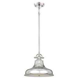 Netlighting Emery 1 Light Dome Ceiling Pendant Silver E27 - thumbnail 1