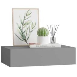 Berkfield Home Wall-mounted Drawer Shelf Grey 40x23.5x10cm MDF - Size: 40x23.5x10 cm - thumbnail 4
