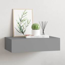 Berkfield Home Wall-mounted Drawer Shelf Grey 40x23.5x10cm MDF - Size: 40x23.5x10 cm - thumbnail 2
