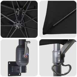 Berkfield Home Patio Umbrella Black Polyester, Steel Large Tiltable - thumbnail 7