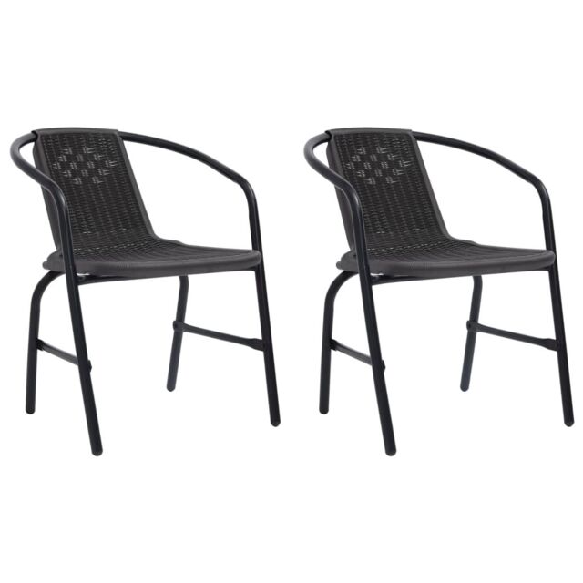 Berkfield Home Garden Chairs 2 pcs Plastic Rattan & Steel 110 kg in Black - image 1