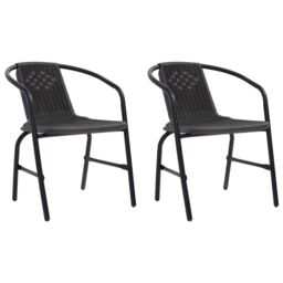 Berkfield Home Garden Chairs 2 pcs Plastic Rattan & Steel 110 kg in Black