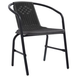 Berkfield Home Garden Chairs 2 pcs Plastic Rattan & Steel 110 kg in Black - thumbnail 2