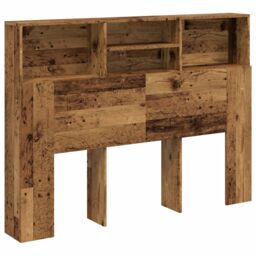 Berkfield Home Headboard Cabinet Old Wood 140x19x103.5 cm in Brown - thumbnail 2