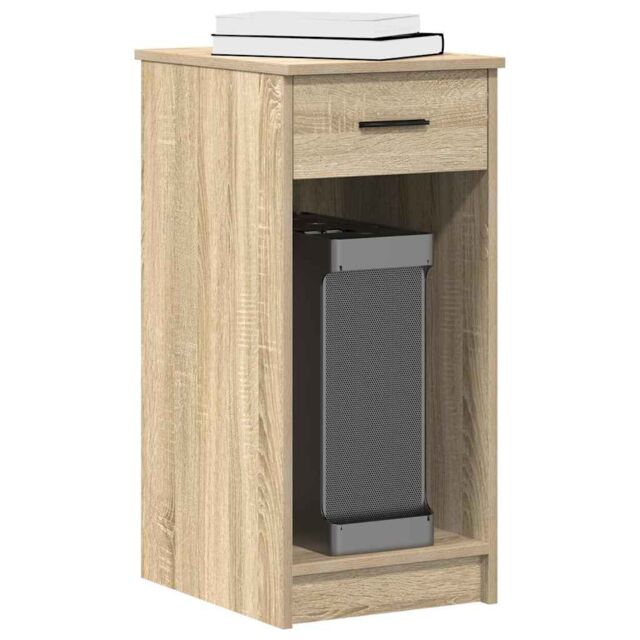 Berkfield Home Computer Tower Stand with Drawer Sonoma Oak 35x45x77 cm in Brown - Size: 35 x 45 x 77 cm - image 1
