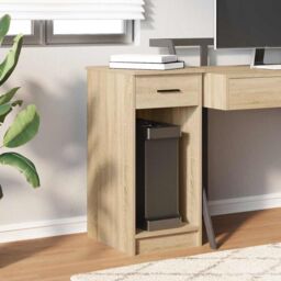 Berkfield Home Computer Tower Stand with Drawer Sonoma Oak 35x45x77 cm in Brown - Size: 35 x 45 x 77 cm - thumbnail 3