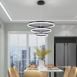 Garwarm Black Dimmable LED 3-Ring Acrylic Crystal Pendant Light - thumbnail 2