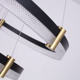 Garwarm Black Dimmable LED 3-Ring Acrylic Crystal Pendant Light - thumbnail 5