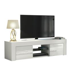 Creative Furniture TV Unit 130cm Modern - White with High Gloss Doors - thumbnail 5