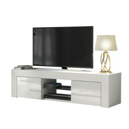 Creative Furniture TV Unit 130cm Modern - White with High Gloss Doors - thumbnail 3