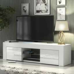Creative Furniture TV Unit 130cm Modern - White with High Gloss Doors