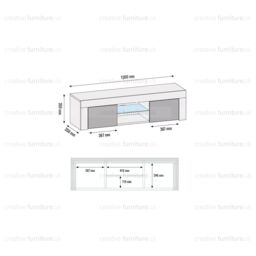 Creative Furniture TV Unit 130cm Modern - White with High Gloss Doors - thumbnail 4