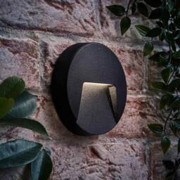 EONLION Exterior Wall Light Fitting IP65 Black Round Integrated LED Lamp - thumbnail 1