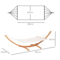 OUTSUNNY Outdoor Garden Hammock Swing Hanging Bed withWooden Stand for Patio in White - thumbnail 3
