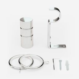 New Edge Blinds Polished Chrome 28mm Barrel Fixed Length Metal Curtain Pole in Metallic Silver - Size: 180 cm - thumbnail 3