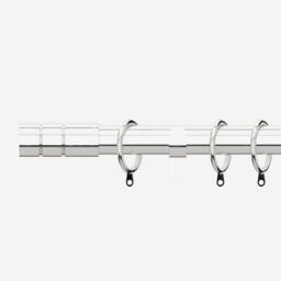 New Edge Blinds Polished Chrome 28mm Barrel Fixed Length Metal Curtain Pole in Metallic Silver - Size: 180 cm - thumbnail 1