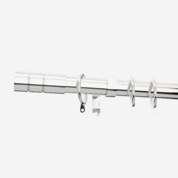 New Edge Blinds Polished Chrome 28mm Barrel Fixed Length Metal Curtain Pole in Metallic Silver - Size: 180 cm - thumbnail 2