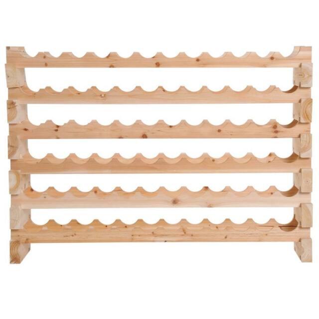 NESTLUNE 72 Bottle Shelf Wine Rack Holder Standing in Brown - Size: 100 cm x 15 cm - image 1