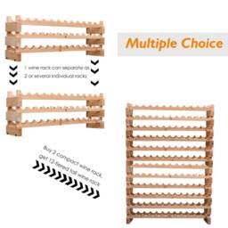 NESTLUNE 72 Bottle Shelf Wine Rack Holder Standing in Brown - Size: 100 cm x 15 cm - thumbnail 4