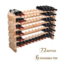 NESTLUNE 72 Bottle Shelf Wine Rack Holder Standing in Brown - Size: 100 cm x 15 cm - thumbnail 6