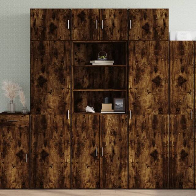 Berkfield Home Highboard Smoked Oak 70x42.5x185 cm Engineered Wood in Brown - image 1